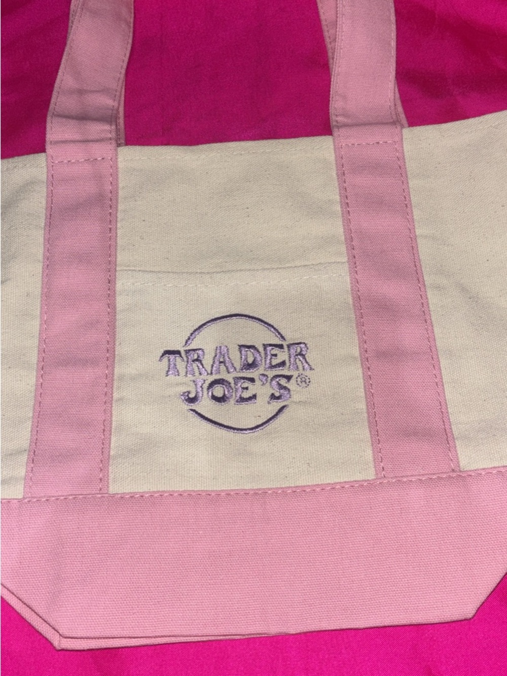 Pink & Cream Canvas Tote Bag